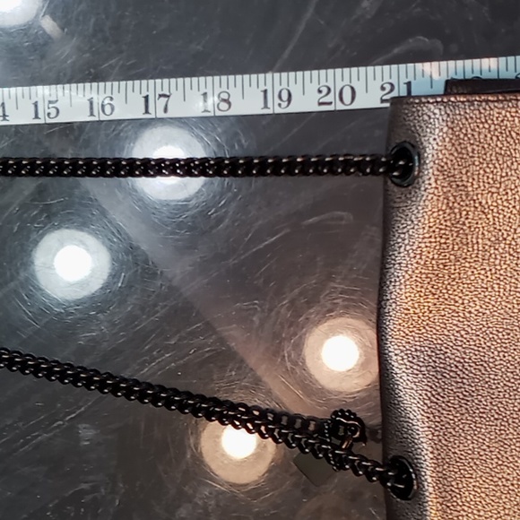 Coach Pebbled Leather Bronze/Black Crossbody/Shoulder Mini Bag With Chain Strap - Picture 15 of 16